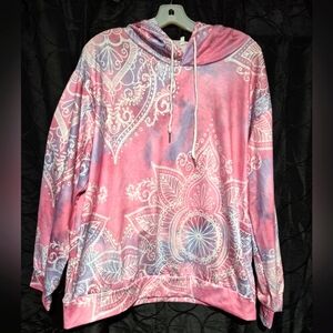 Women's Pink Paisley-Print Hooded Sweatshirt